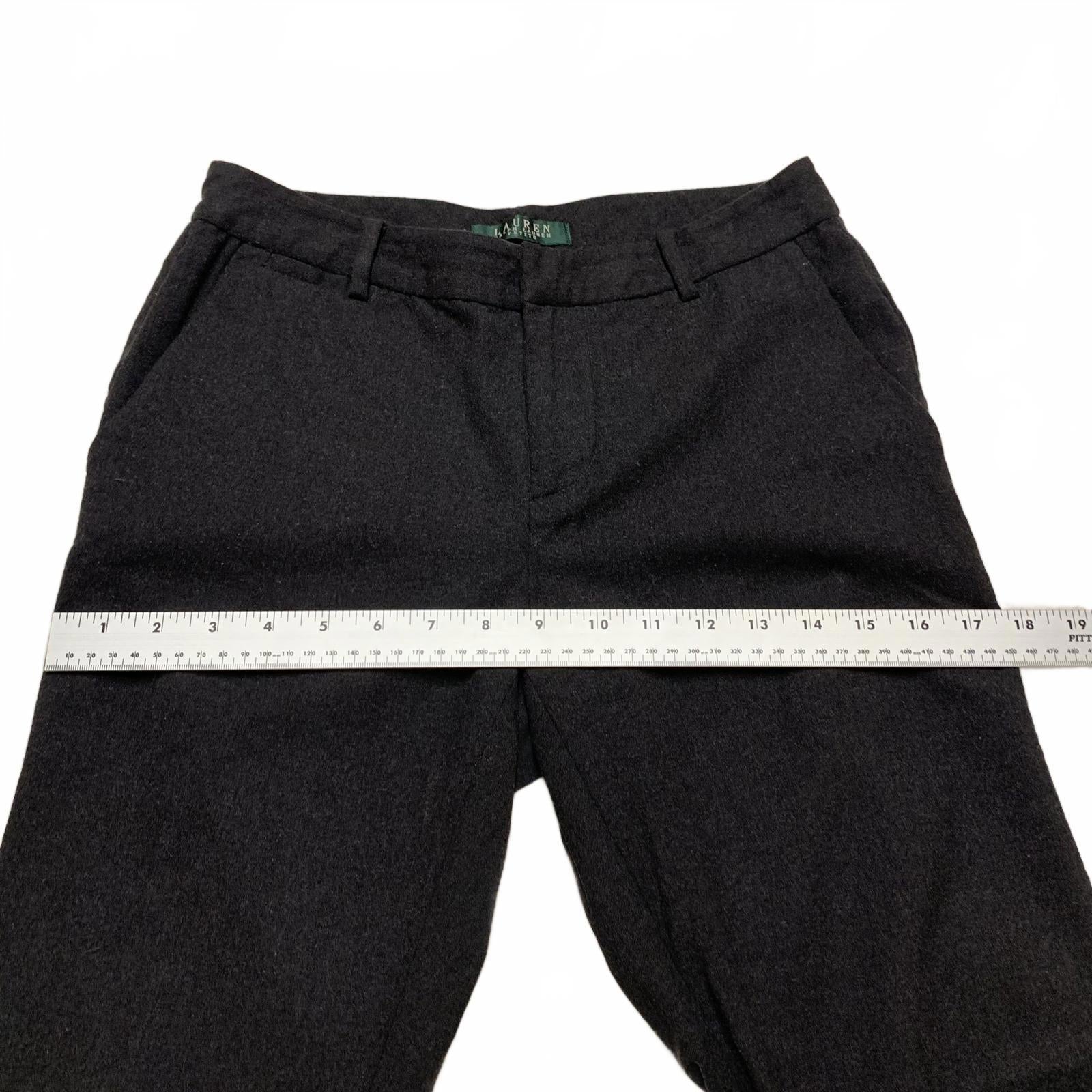 Pantalones de vestir de lana gris carbón Lauren Ralph Lauren para mujer, talla 2P, talla pequeña, ancho 27 x 29