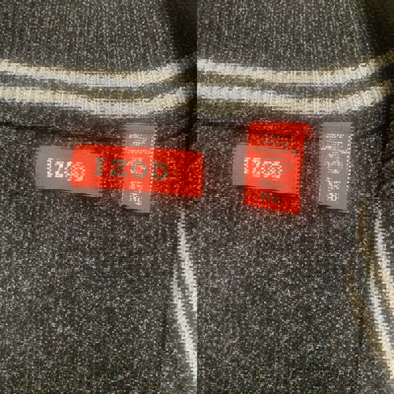 Suéter de cuello alto IZOD para hombre, talla 3XLT, parte superior con cremallera de 1/4