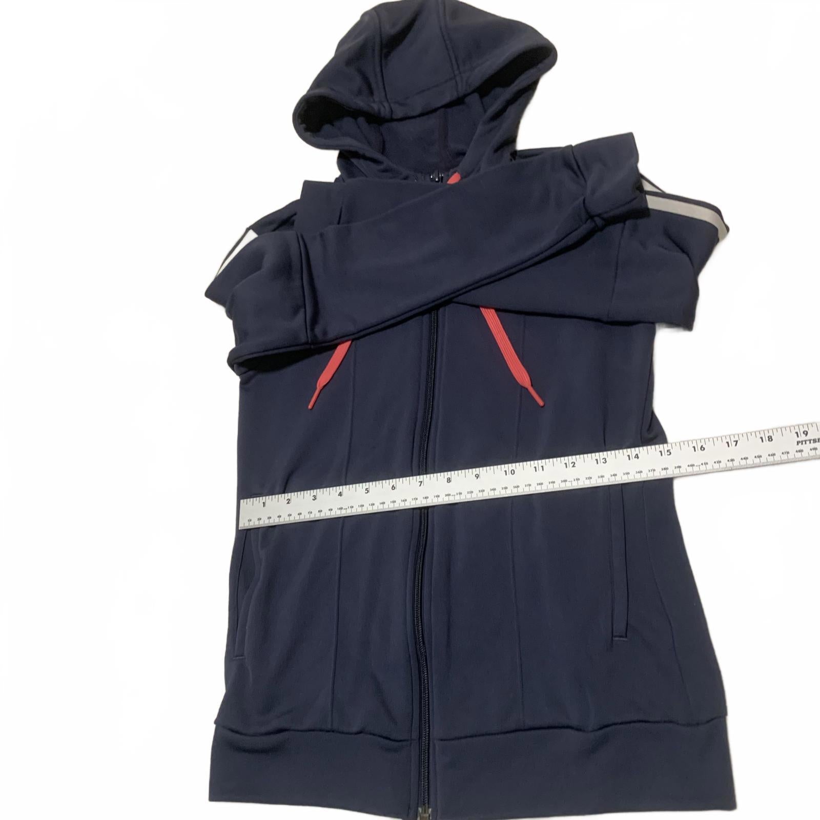 Sudadera con capucha y cremallera Adidas para mujer, talla S, azul marino, 3 rayas