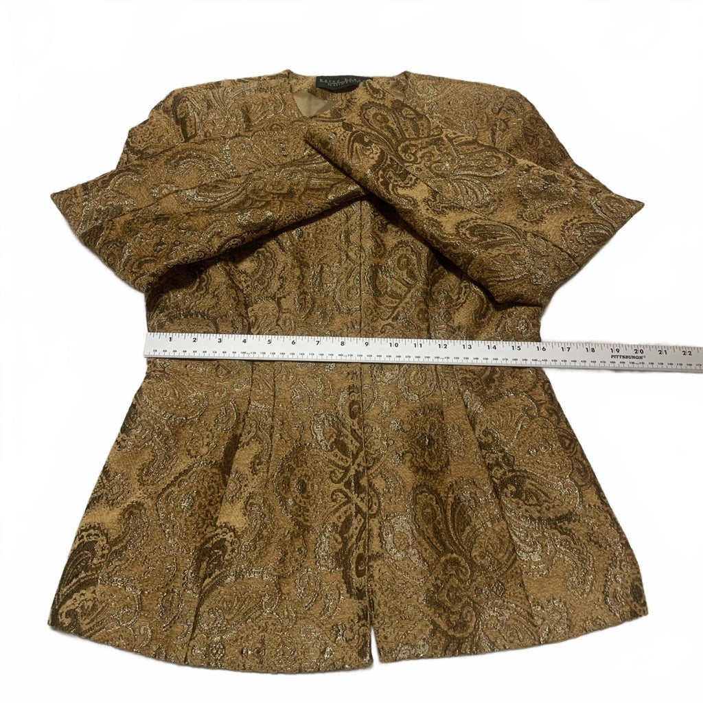 Chaqueta acolchada con cremallera Harvé Benard para mujer, talla M/L, estampado de cachemira dorado mostaza