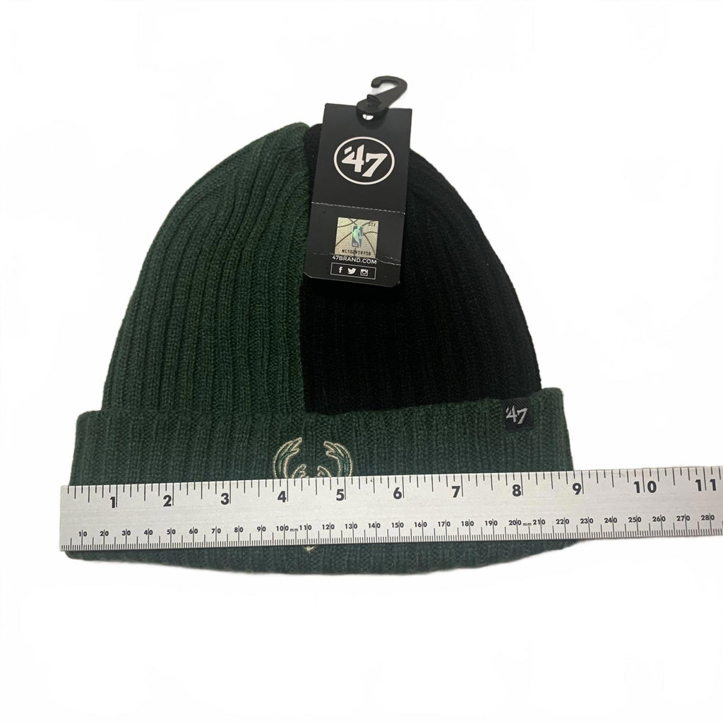 Gorro NBA Milwaukee Bucks de '47 Brand, tejido negro y verde, OSFA, nuevo