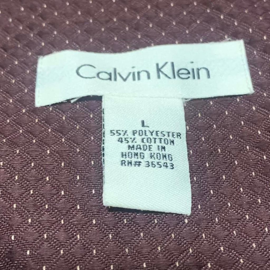 VTG 90s Calvin Klein Burgundy Polka Dot Dress Shirt