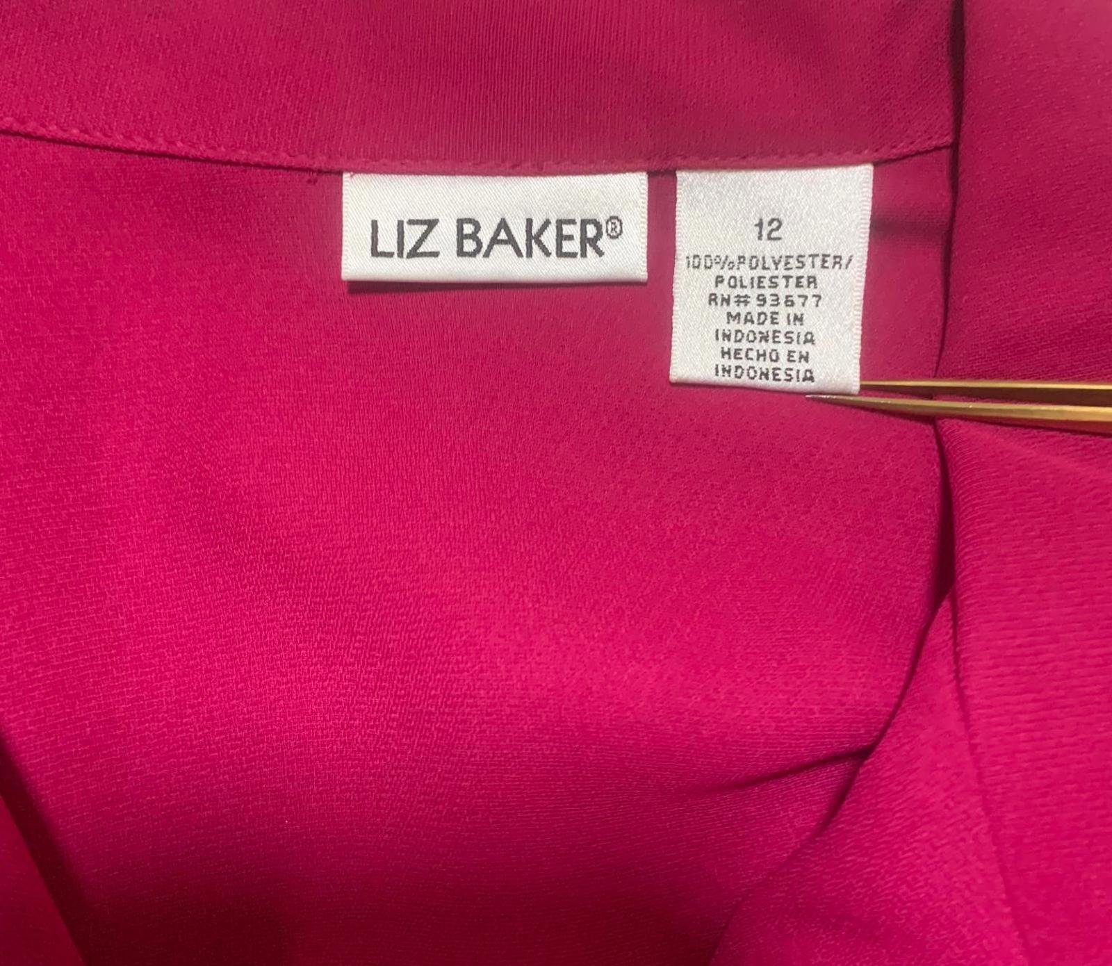 Blusa de manga corta con botones color fucsia para mujer, talla 12, de Liz Baker