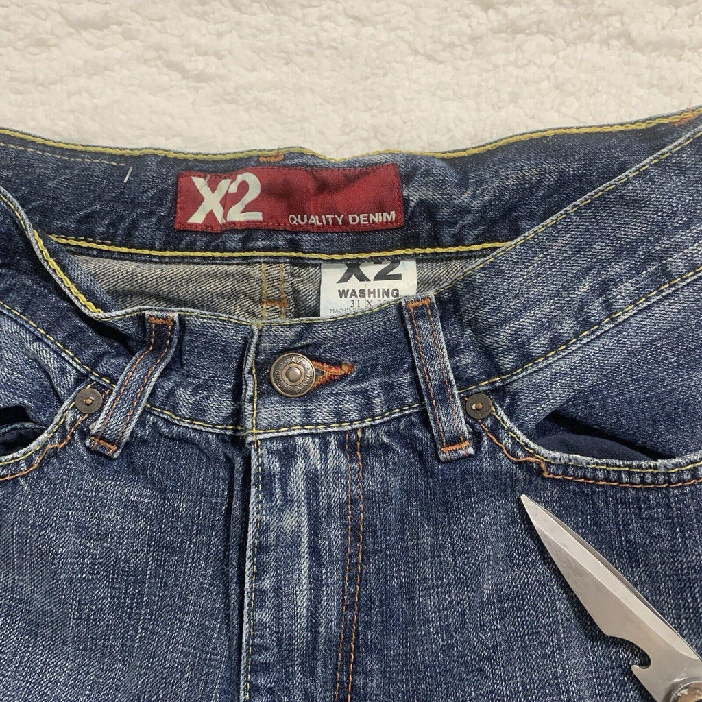 Vaqueros de mezclilla de calidad X2 para hombre, talla W31 L30, corte de bota azul