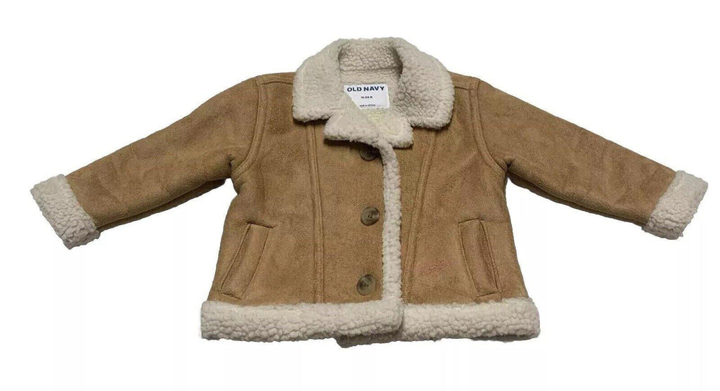 Abrigo Sherpa de ante sintético camello para bebé de Old Navy, talla 18-24 M