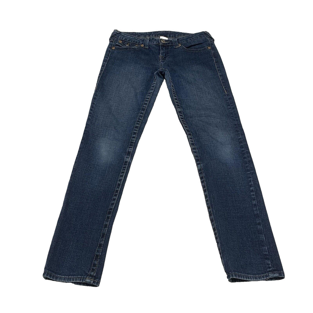 Vaqueros ajustados True Religion para mujer, talla 29, con solapa trasera azul