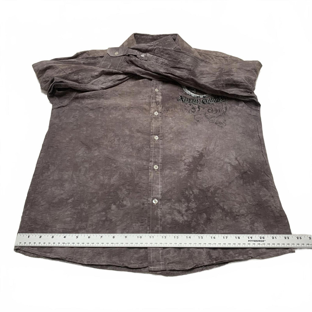 Camisa de noche de manga larga marrón con lavado ácido de Xtreme Couture para hombre, talla grande