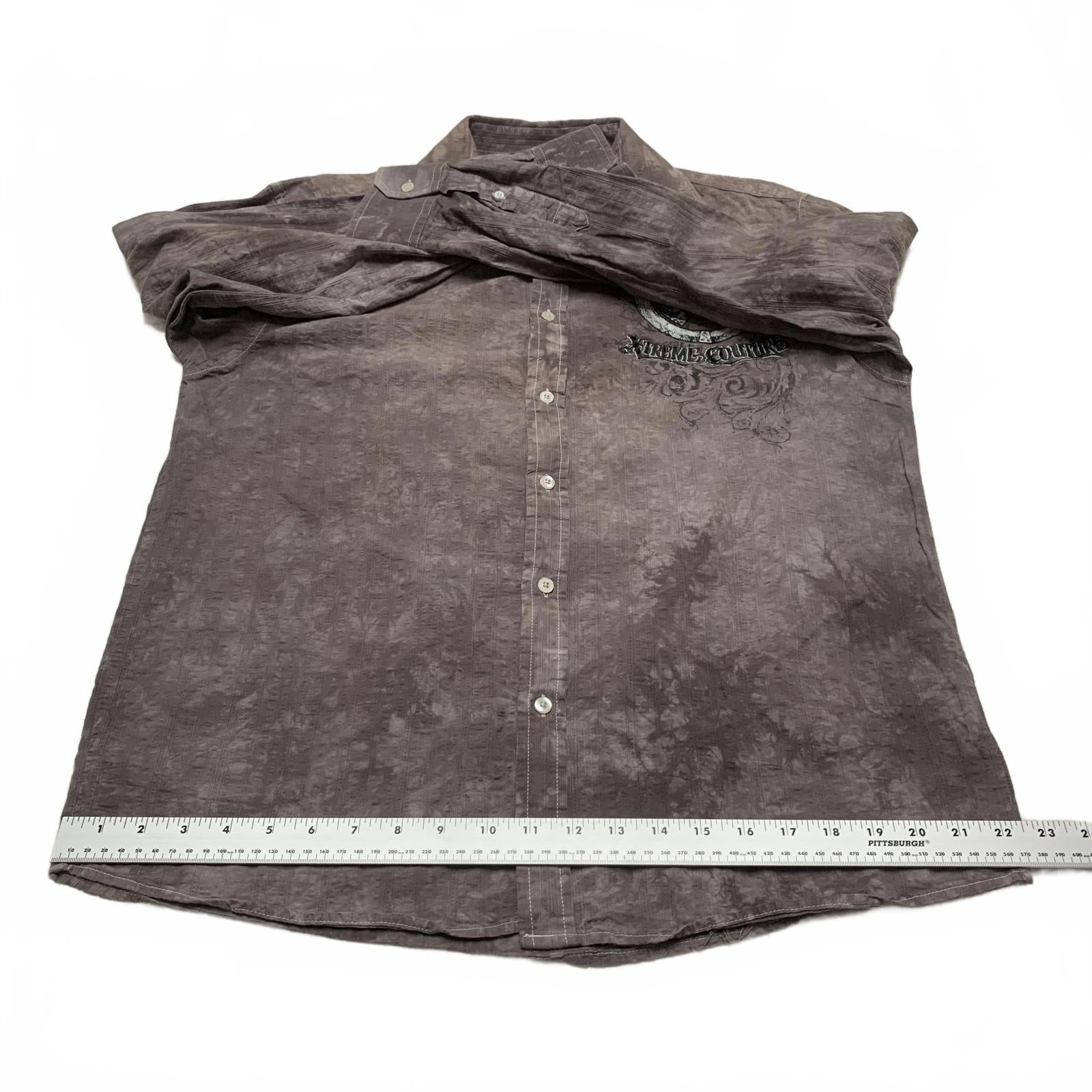 Camisa de noche de manga larga marrón con lavado ácido de Xtreme Couture para hombre, talla grande