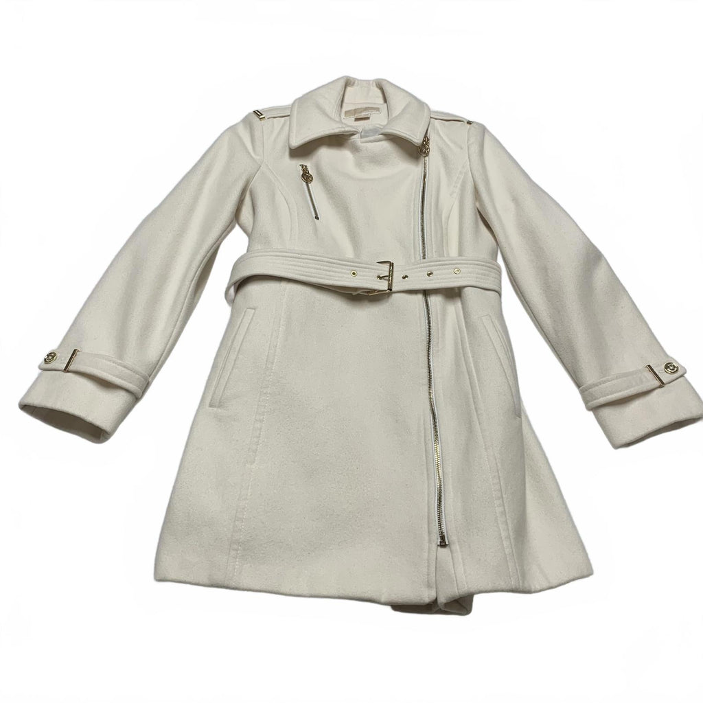 Abrigo con cremallera color crema Michael Kors para mujer, talla 10
