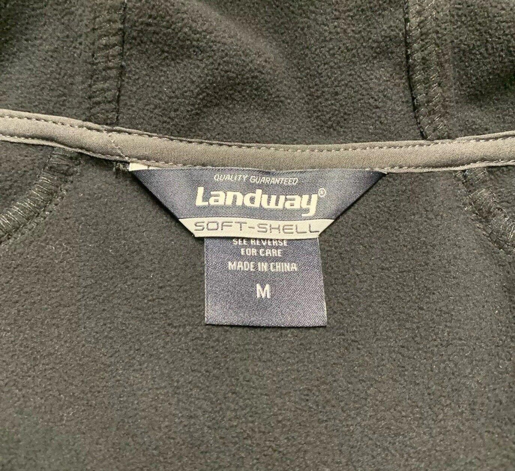 Chaqueta de golf Landway para hombre, con capucha, forro polar, cierre completo y caparazón blando, color azul marino/gris, talla mediana