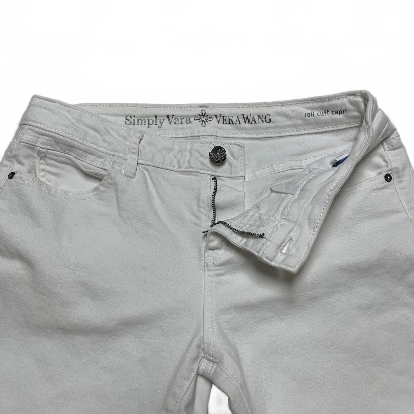 Pantalones capri blancos Simply Vera Vera Wang para mujer, talla 4