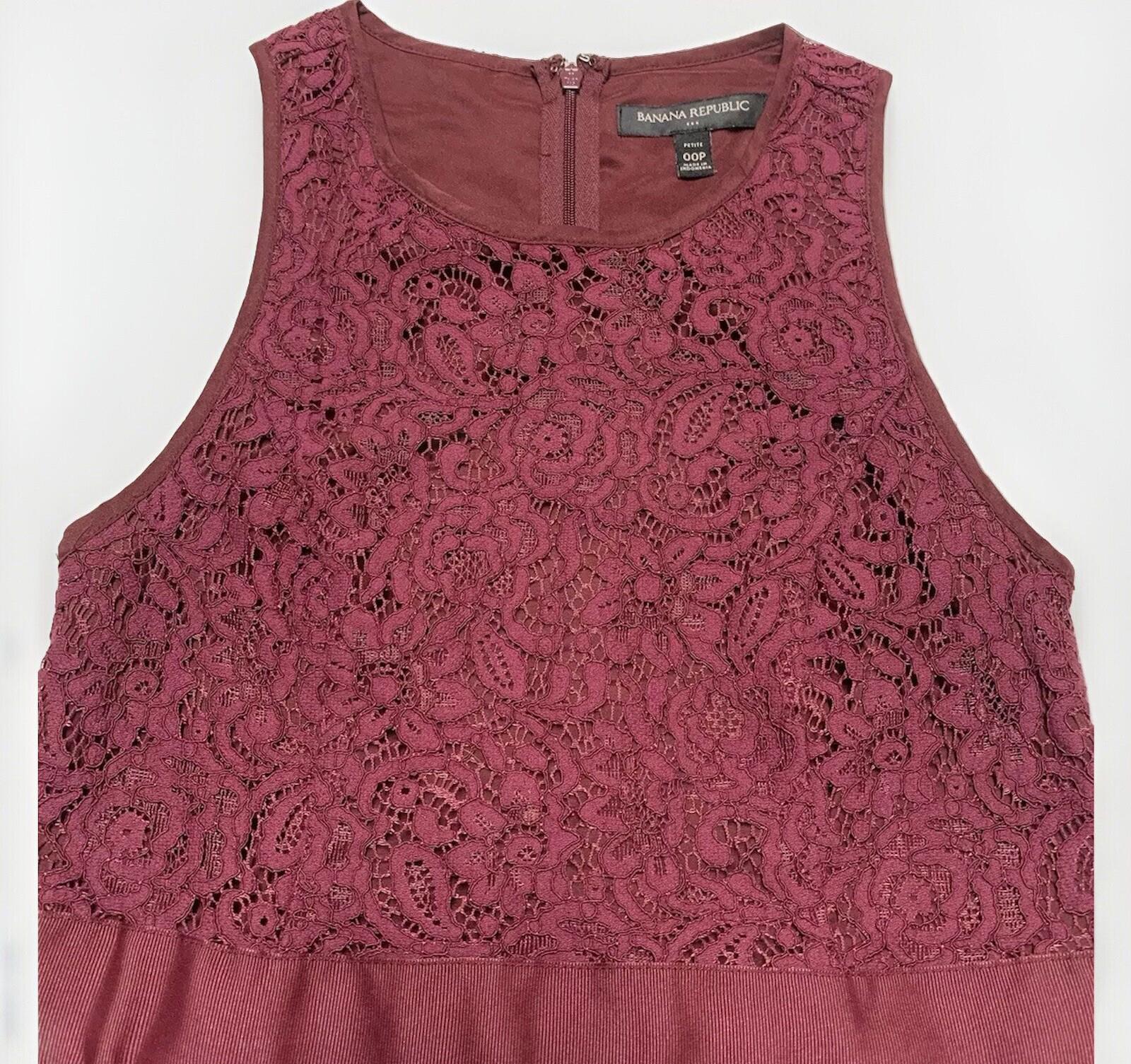 Vestido estilo imperio con encaje burdeos, talla 00P de Banana Republic Juniors