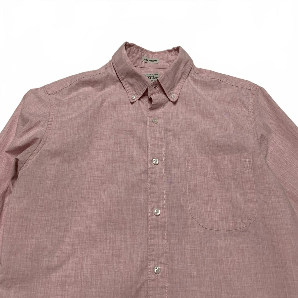 Camisa corta rosa con botones J Crew Long para hombre, corte entallado