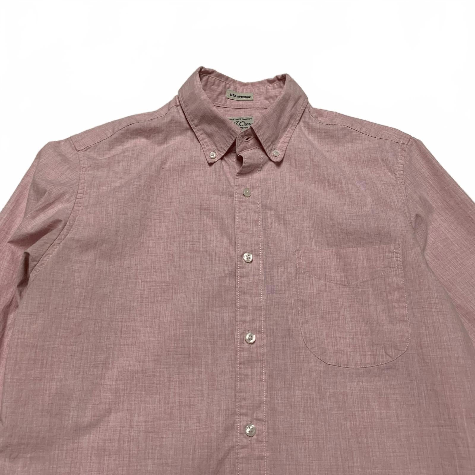 Camisa corta rosa con botones J Crew Long para hombre, corte entallado