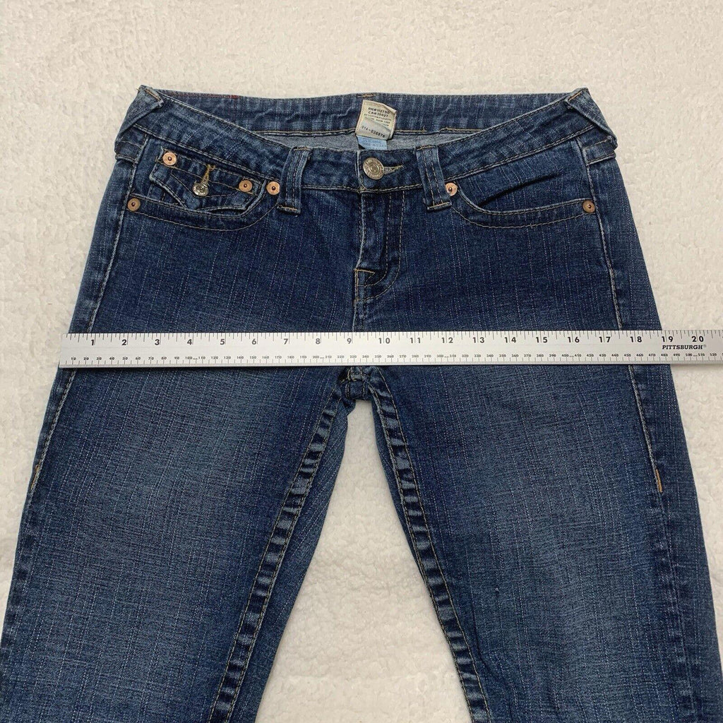 Vaqueros ajustados True Religion para mujer, talla 29, con solapa trasera azul