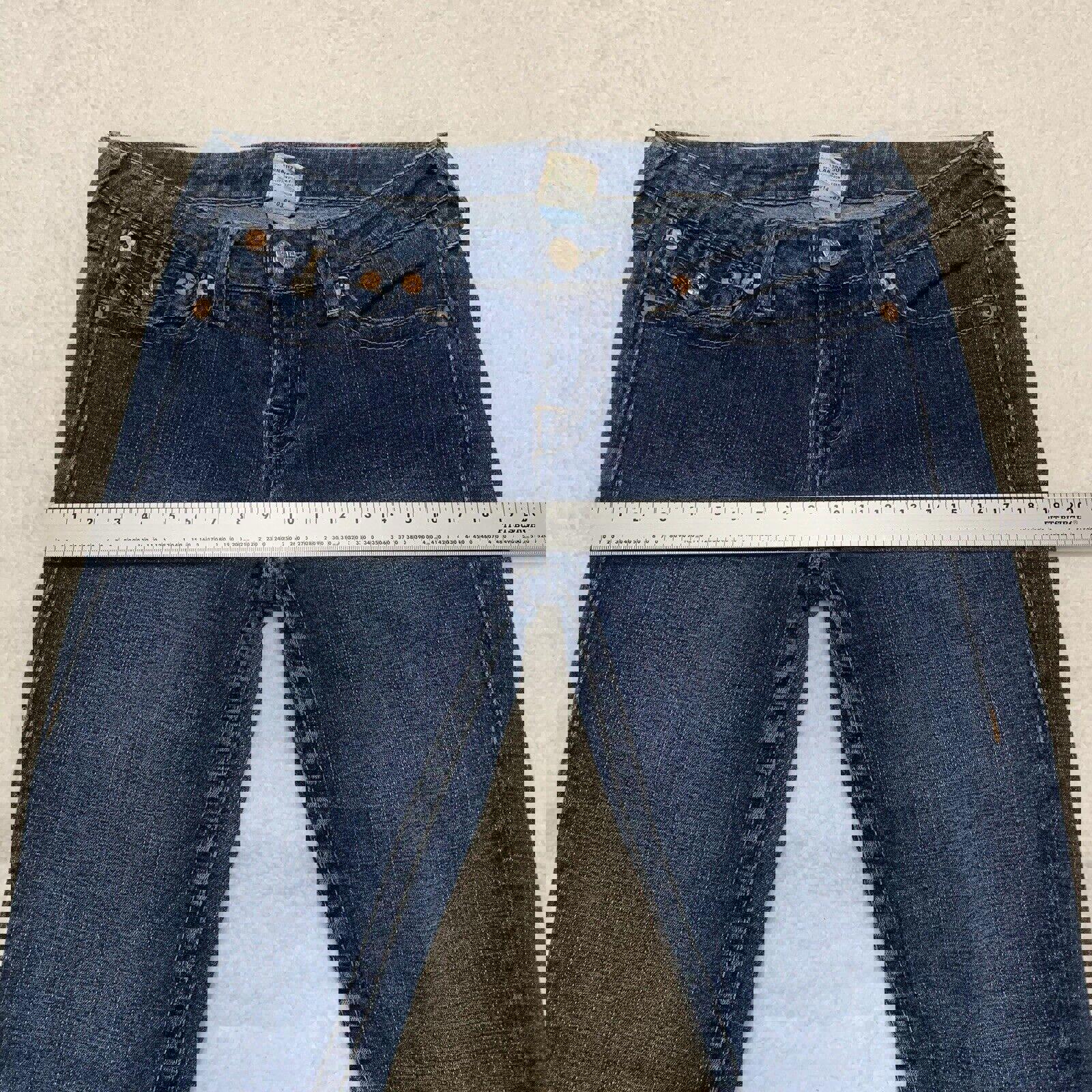 Vaqueros ajustados True Religion para mujer, talla 29, con solapa trasera azul