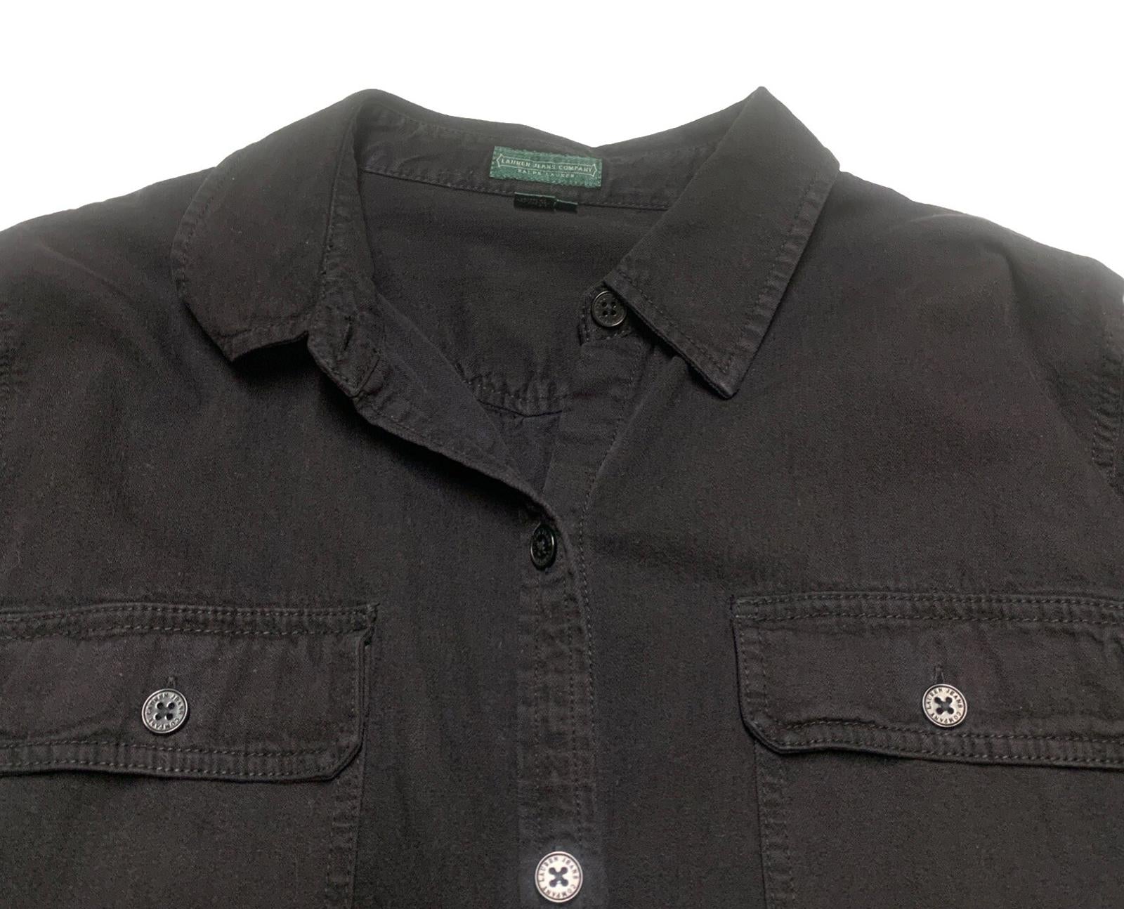 Camisa militar negra con botones 3X para hombre de Lauren Jeans Company, 100 % algodón
