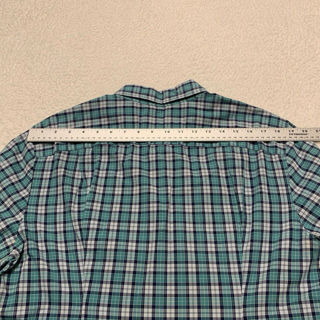 Camisa abotonada azul verdoso de manga larga a cuadros para mujer de American Eagle, talla grande