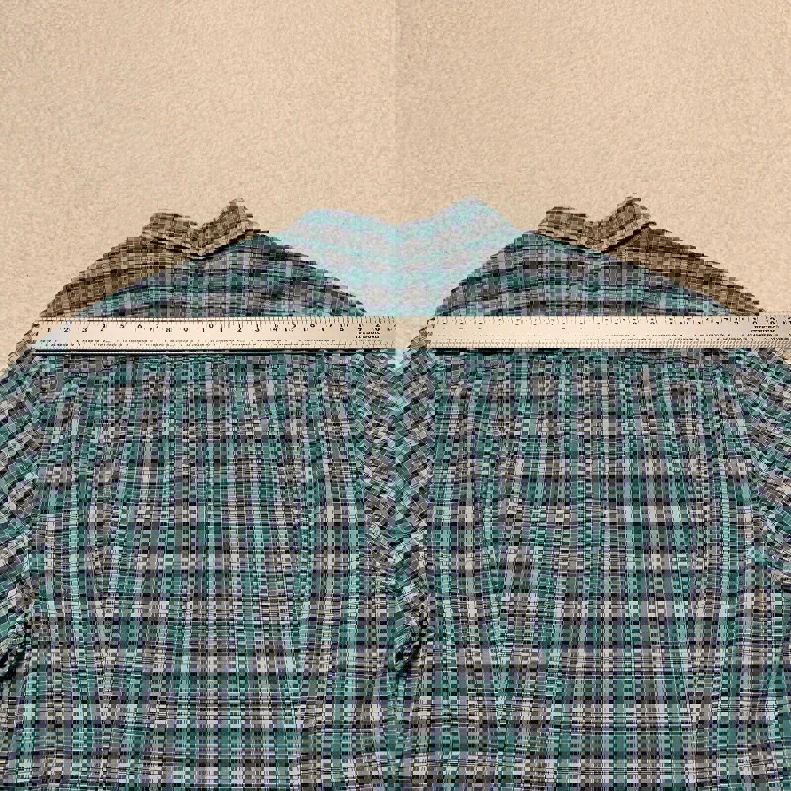 Camisa abotonada azul verdoso de manga larga a cuadros para mujer de American Eagle, talla grande