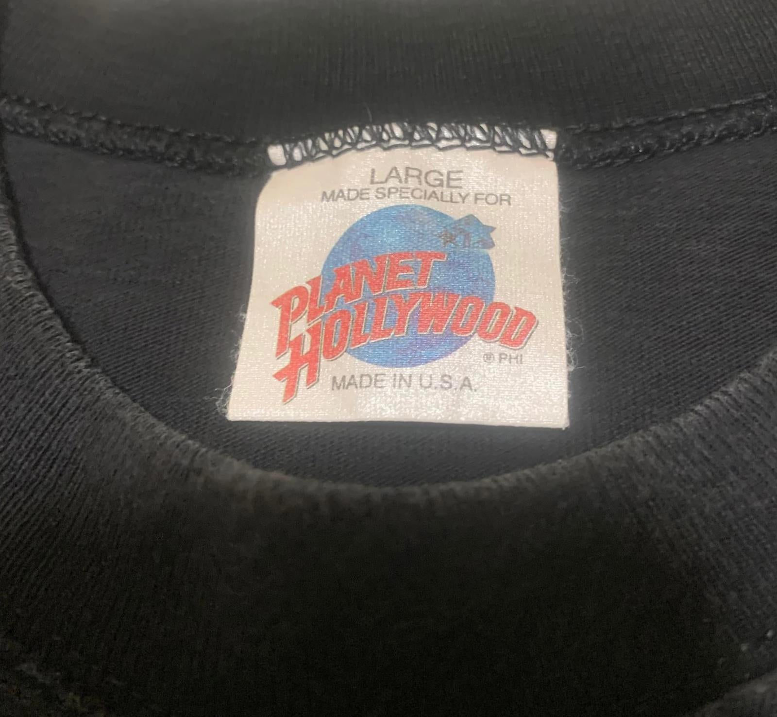 Camiseta negra vintage de Planet Hollywood PHL, 22/9/97, lista NYSE