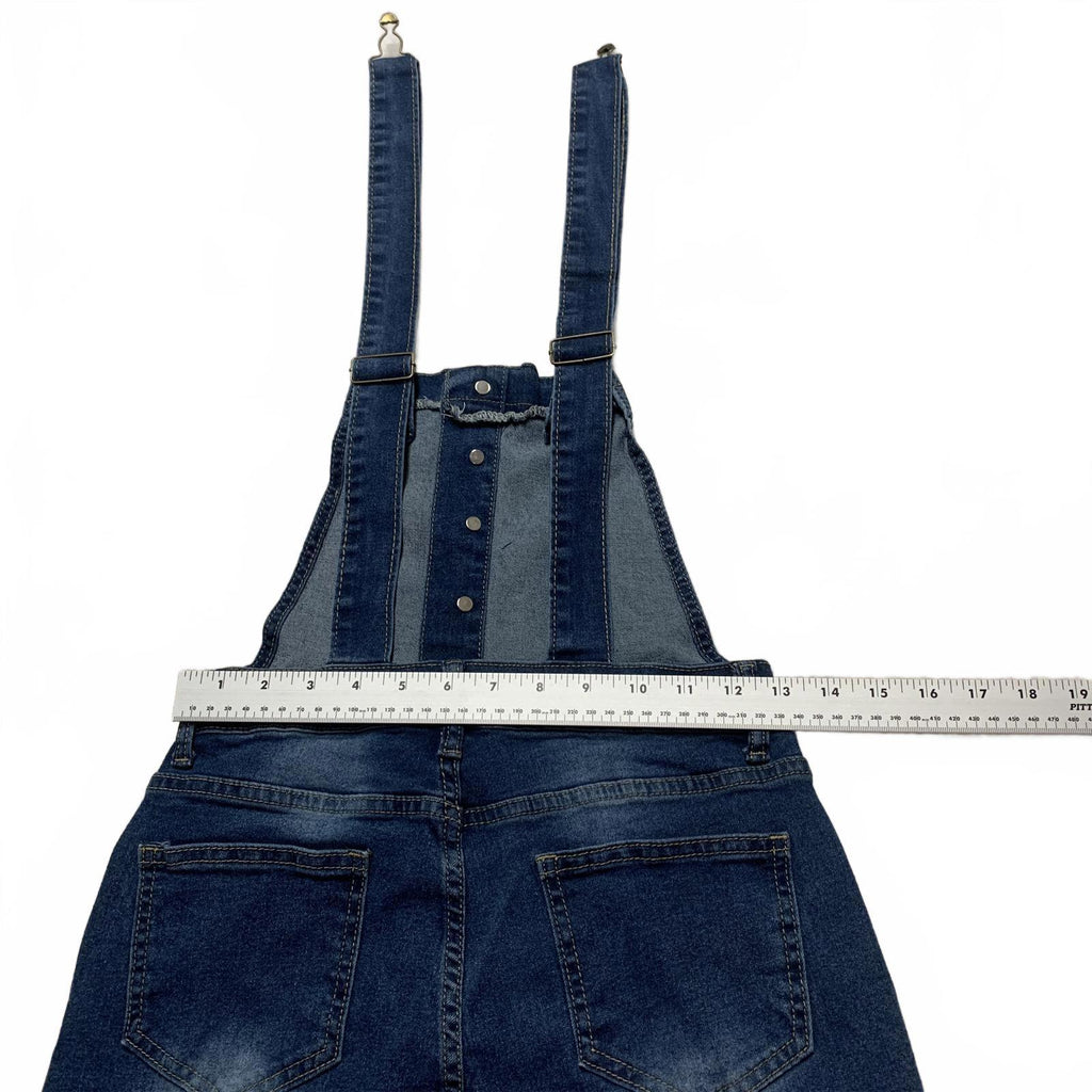 Overol de mezclilla para mujer, talla pequeña, pantalones vaqueros azules con piernas acampanadas