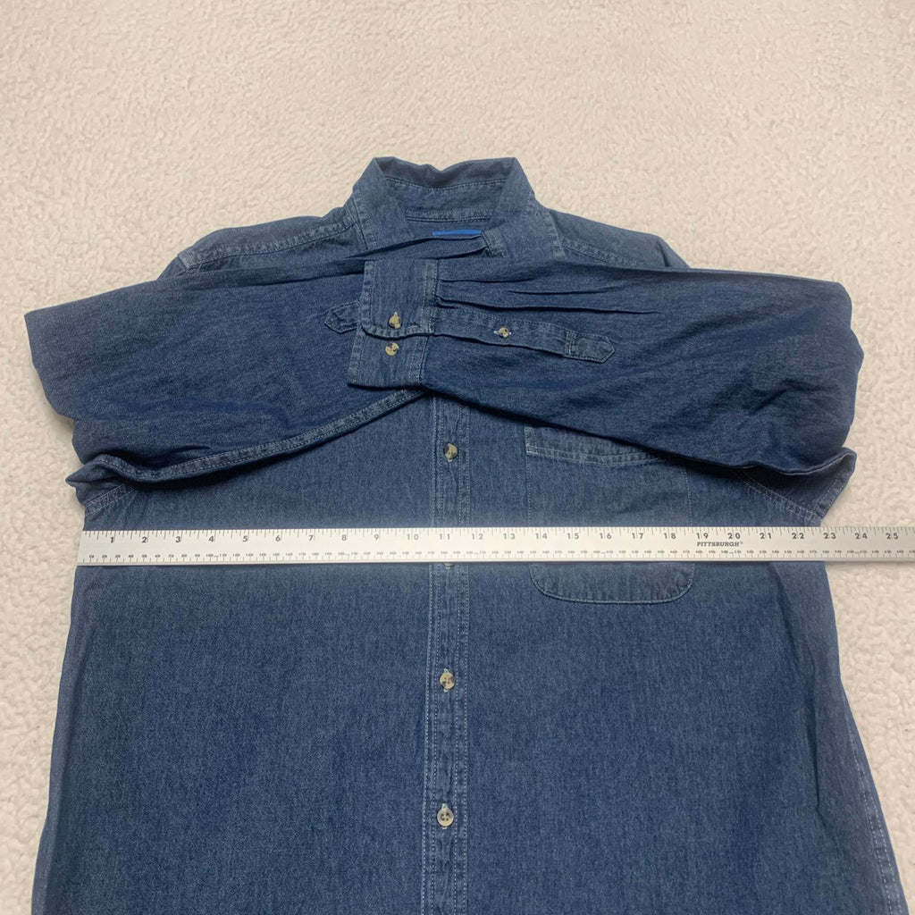 Camisa abotonada NYCHA azul de mezclilla talla grande para hombre de Port &amp; Company