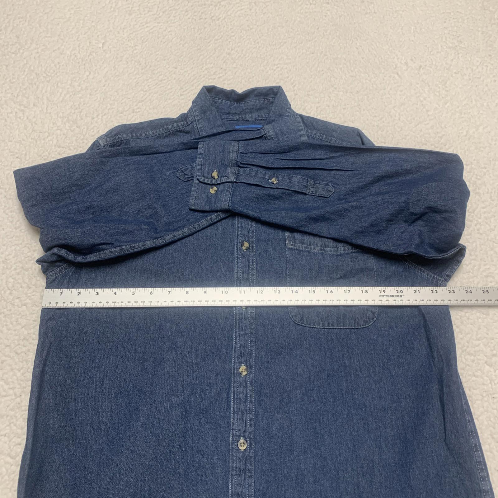 Camisa abotonada NYCHA azul de mezclilla talla grande para hombre de Port &amp; Company