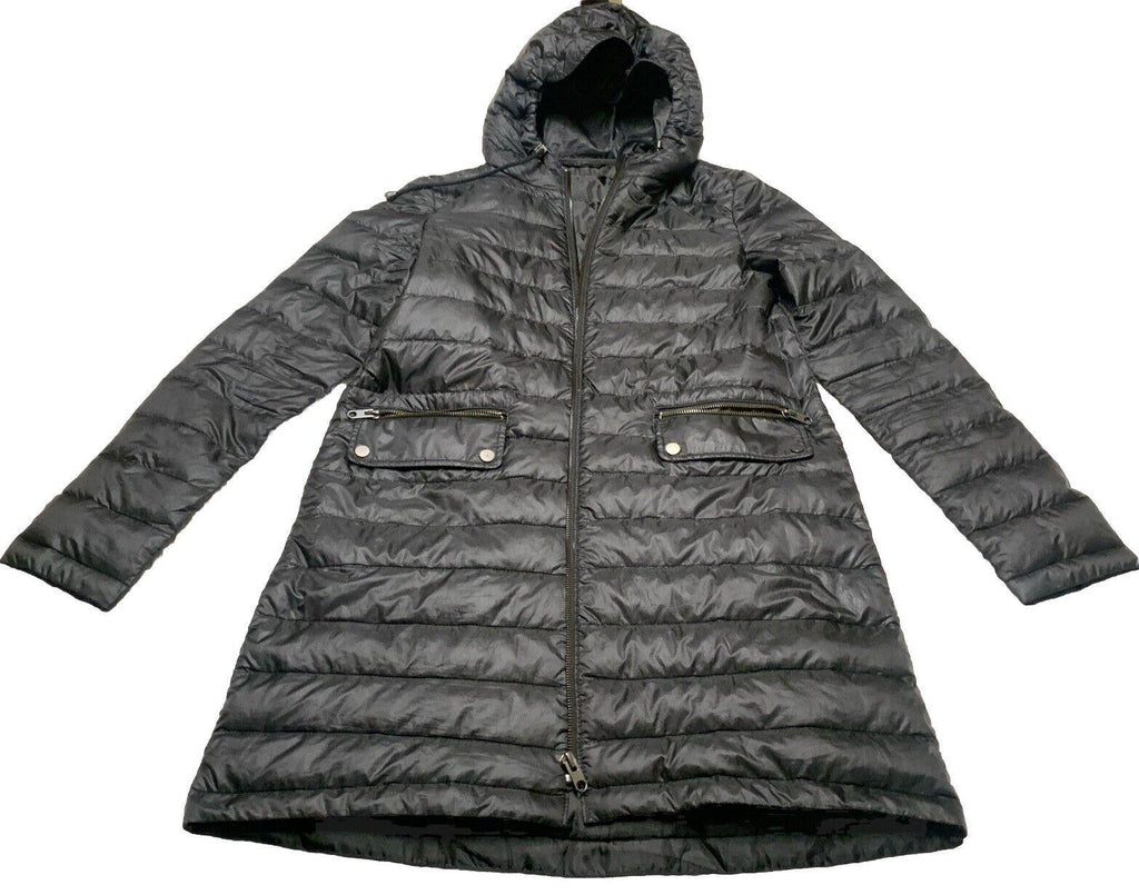 Chaqueta acolchada larga con capucha, ligera y plegable, negra, talla extragrande, para mujer de Zara Basic