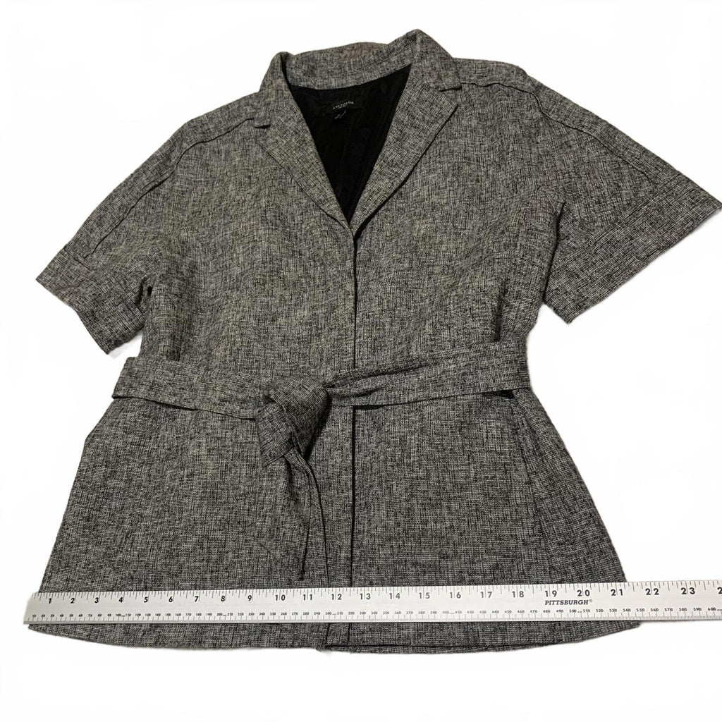Blazer gris de manga corta con cinturón para mujer de Ann Taylor, talla 12