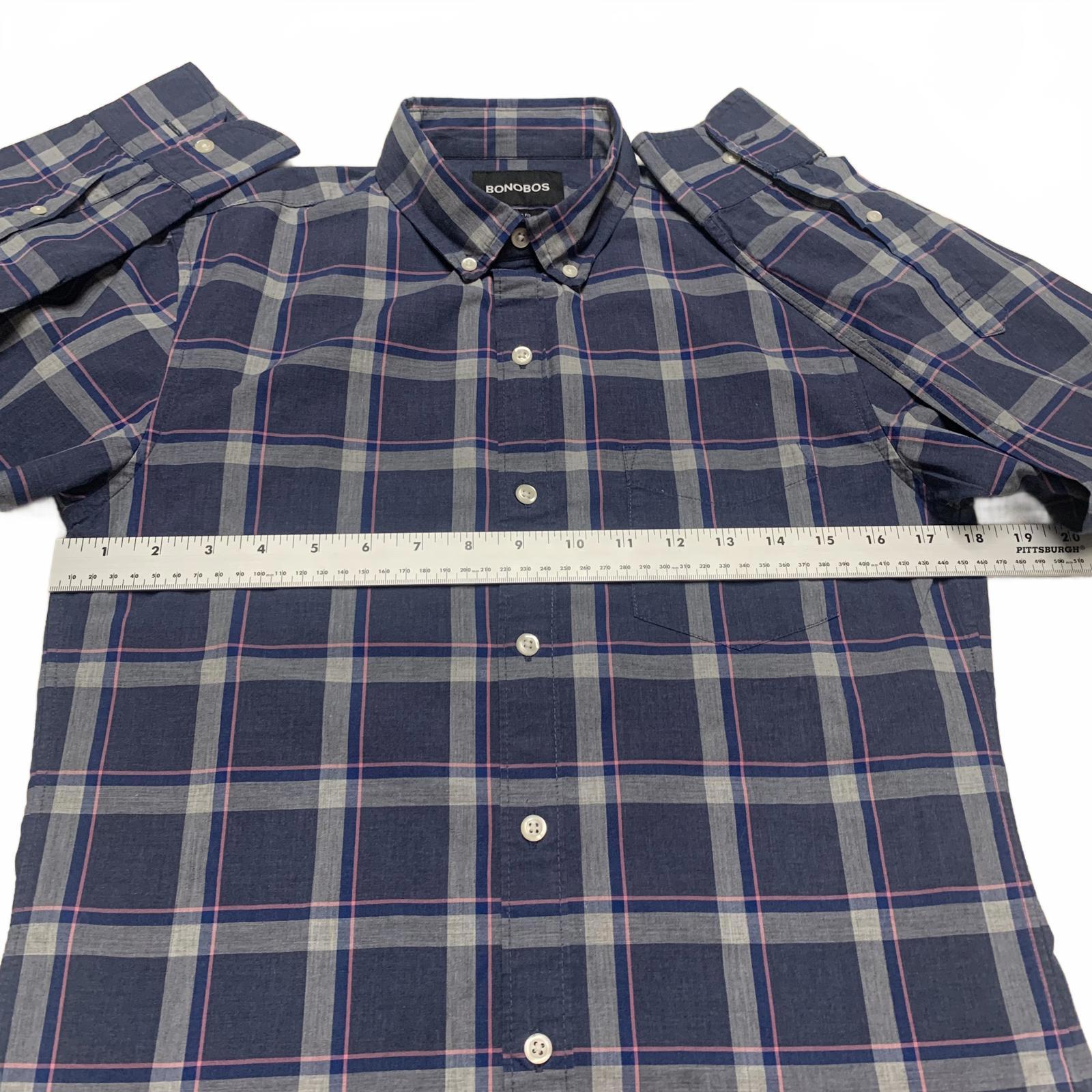 Camisa a cuadros azul de corte entallado Bonobos para hombre, talla pequeña
