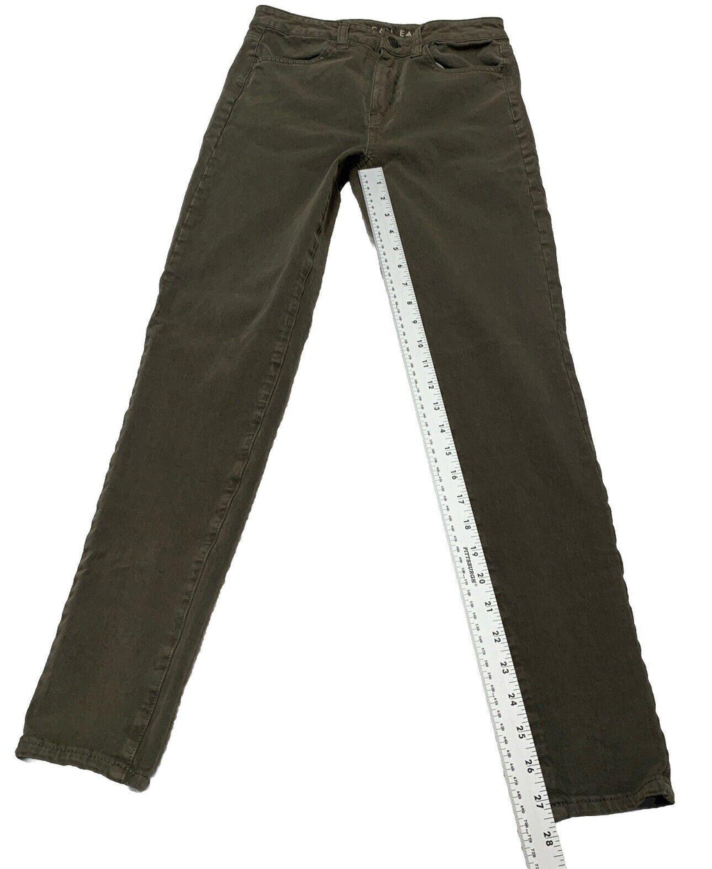 Jeggings elásticos de tiro alto superalto de American Eagle para mujer, talla 2 regular, color verde grisáceo