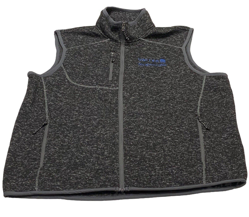 Chaqueta de forro polar Elevate de United Airlines, color negro carbón jaspeado, talla XL