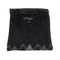Chaleco de suéter con rombos negros de Club Room para hombre, talla grande