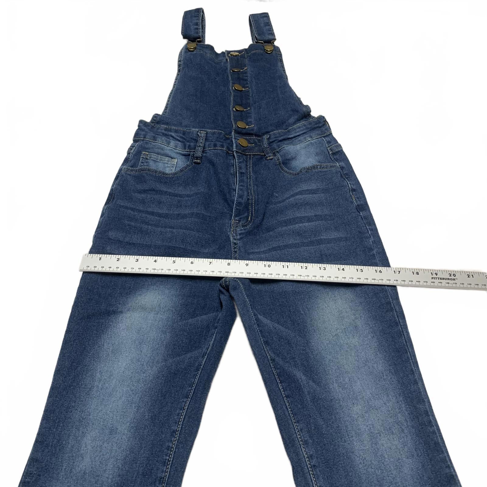 Overol de mezclilla para mujer, talla pequeña, pantalones vaqueros azules con piernas acampanadas