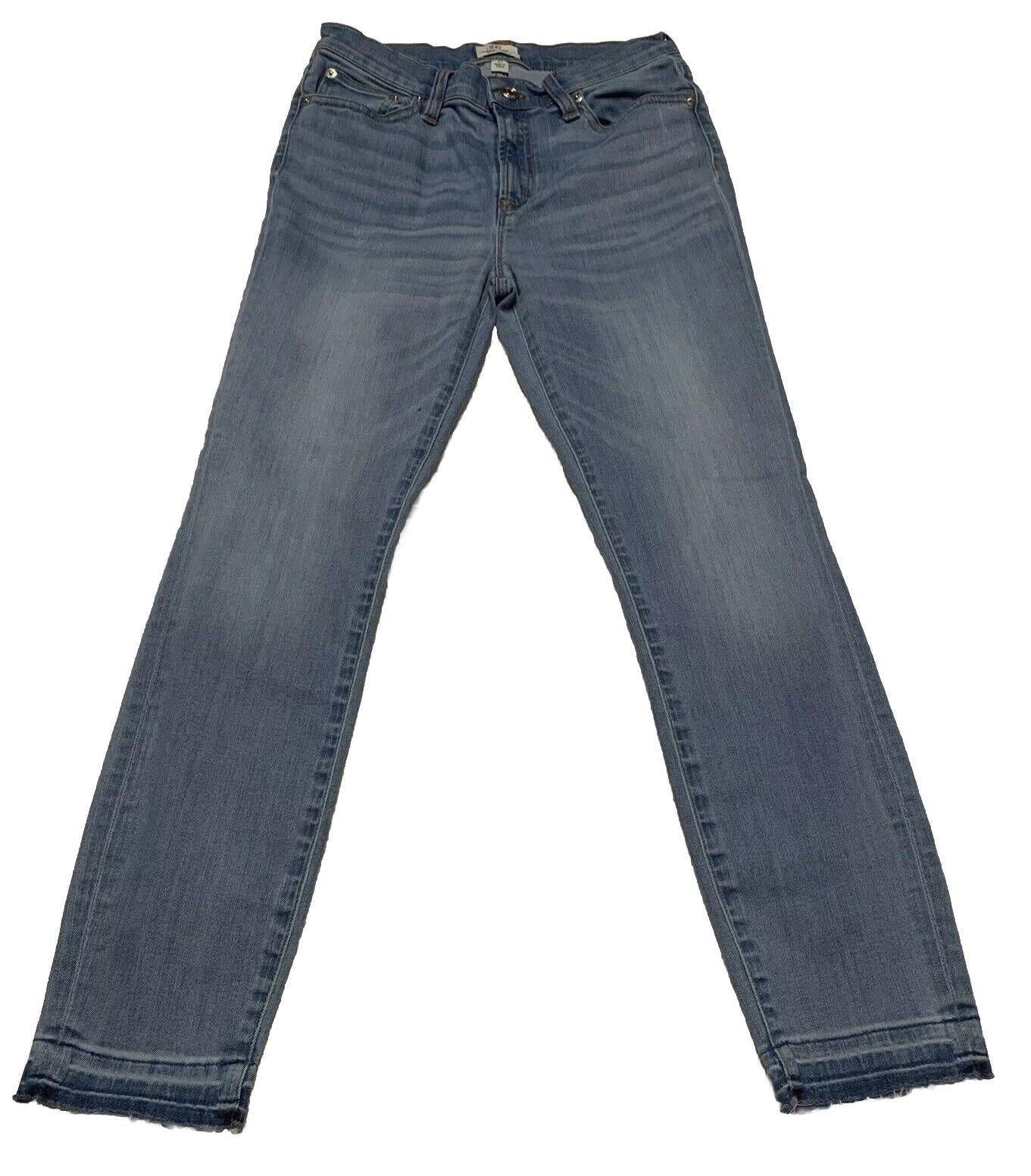 Vaqueros J. Crew para mujer, talla 27, lavado azul claro, pitillo, corte desgastado, dobladillo sin rematar