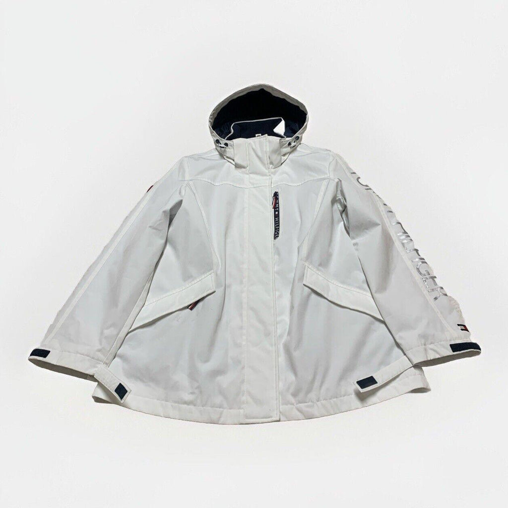 Chaqueta impermeable con capucha Tommy Hilfiger para mujer, color blanco, talla M