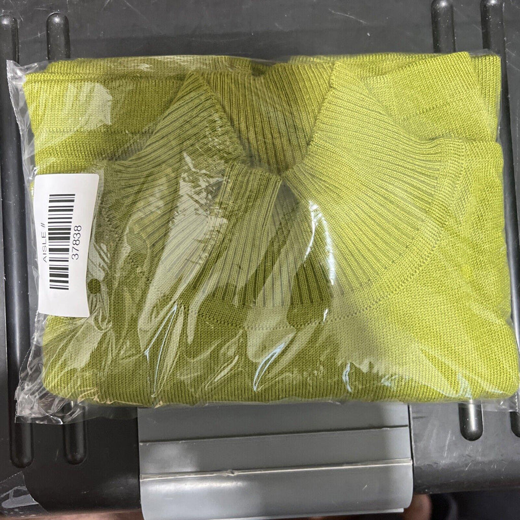 Camisa elástica de cuello alto y media manga verde lima para mujer, talla 38, de Of White