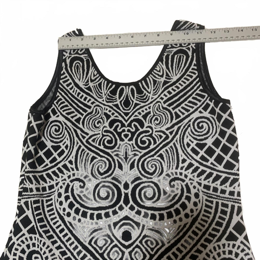 Vestido sin mangas estampado en blanco y negro de Frank Lyman para mujer, talla 8