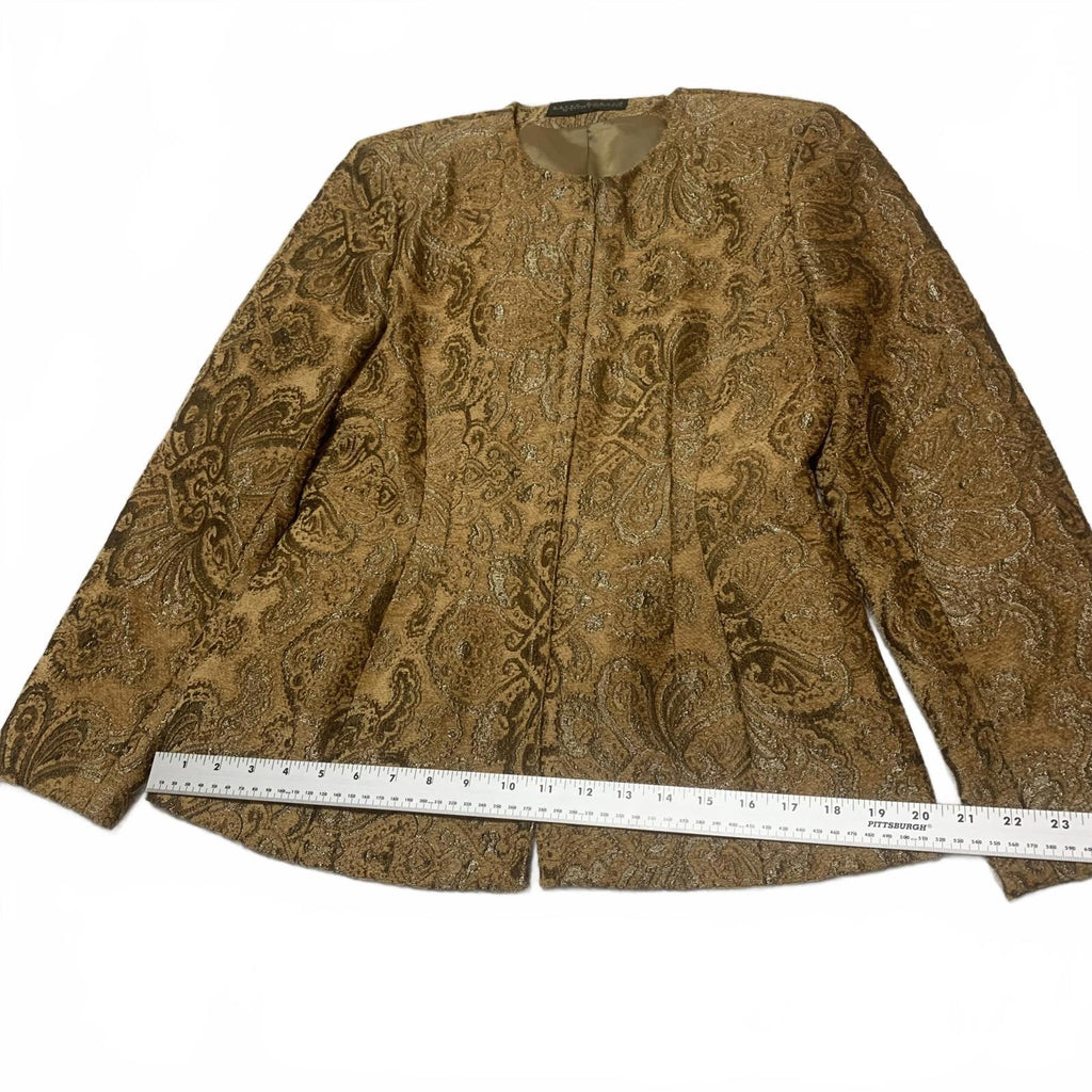 Chaqueta acolchada con cremallera Harvé Benard para mujer, talla M/L, estampado de cachemira dorado mostaza