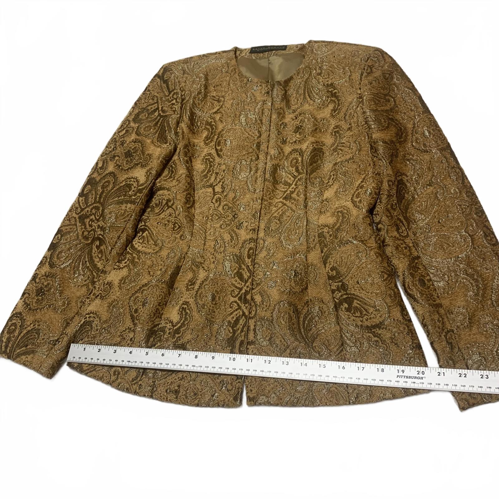 Chaqueta acolchada con cremallera Harvé Benard para mujer, talla M/L, estampado de cachemira dorado mostaza