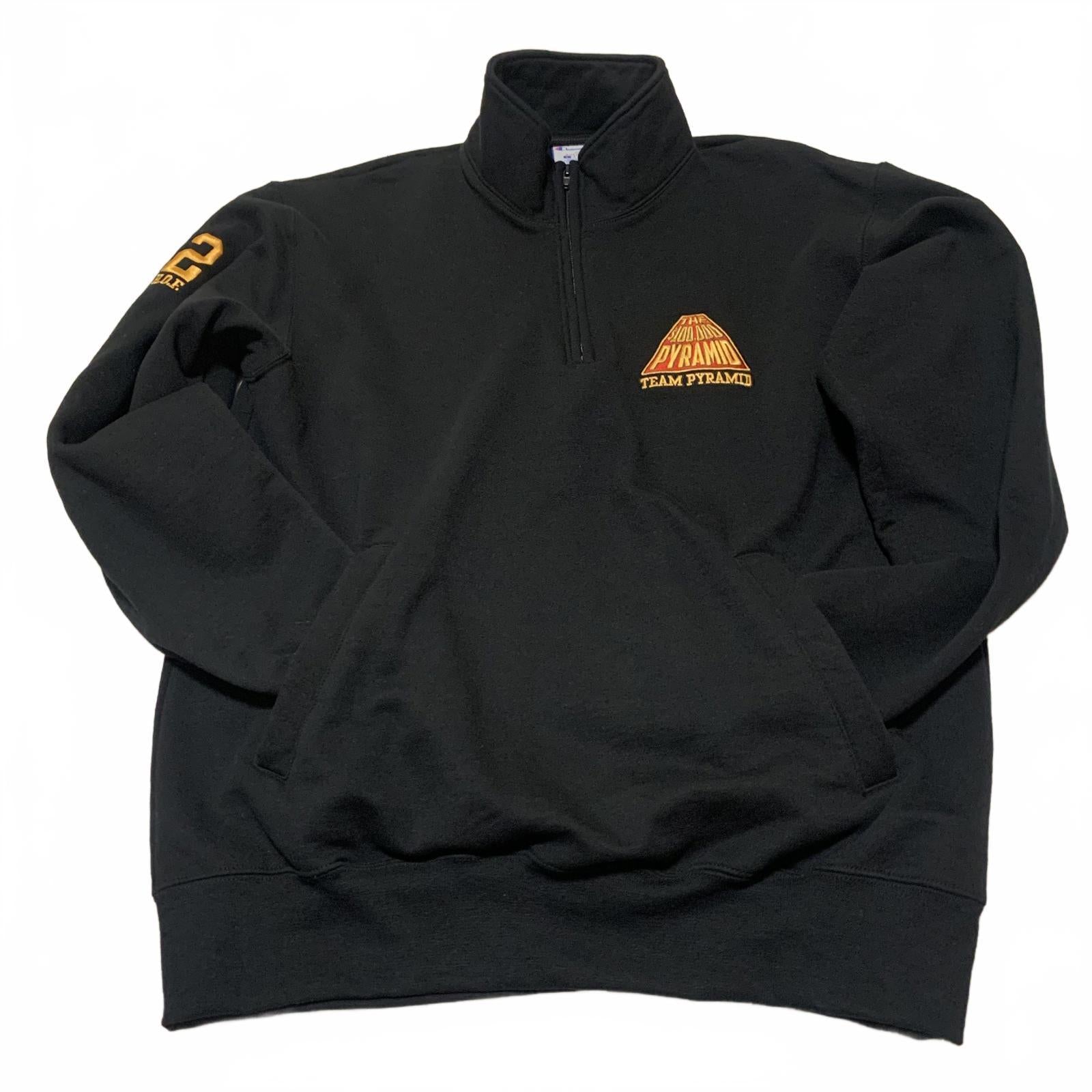Sudadera Champion Eco Authentic Team Pyramid para hombre, color negro, con cremallera de un cuarto, talla L