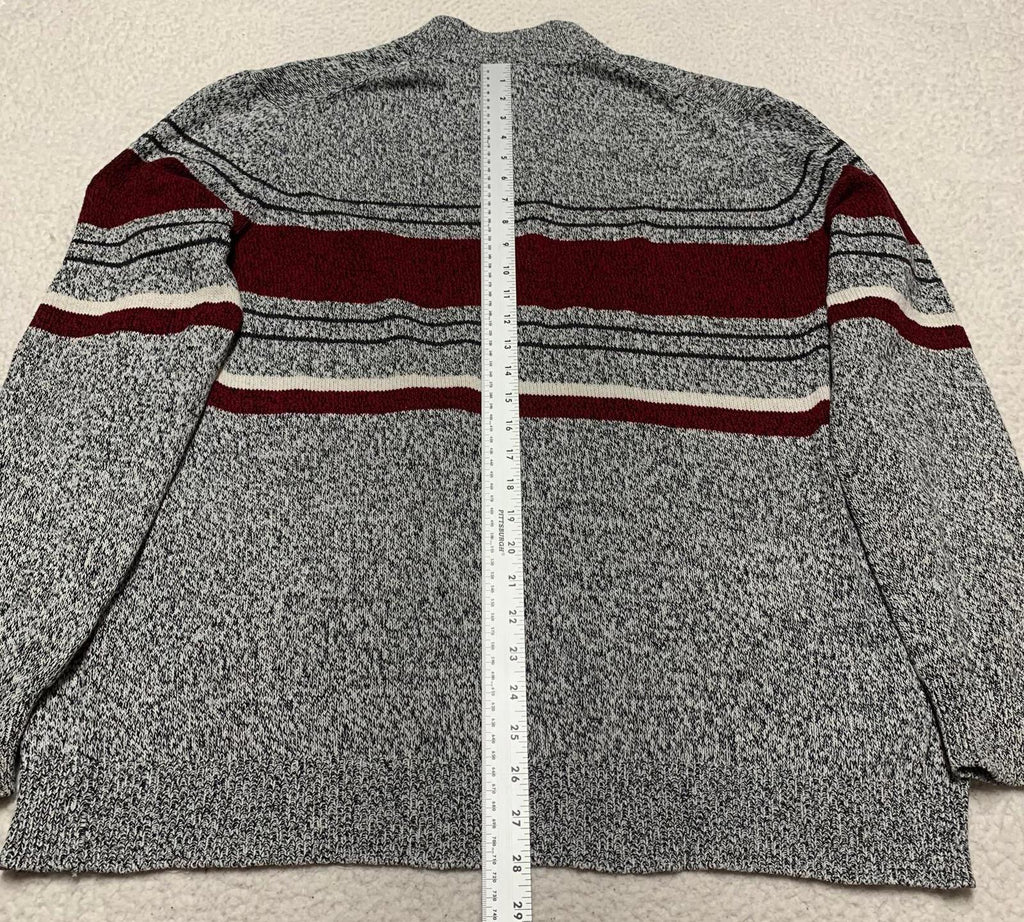 Suéter de algodón a rayas burdeos gris XL para hombre de Croft &amp; Barrow