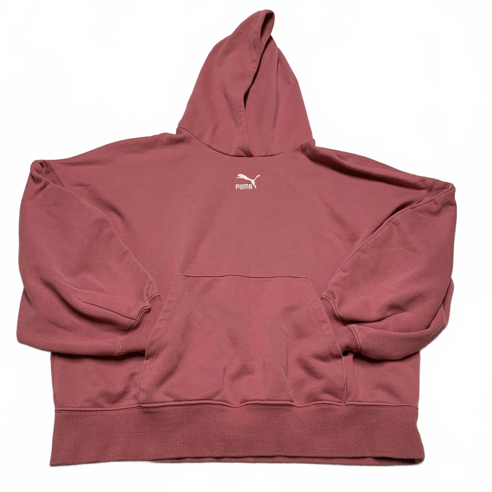 Sudadera con capucha extragrande Puma para mujer, talla mediana, color rosa polvoriento