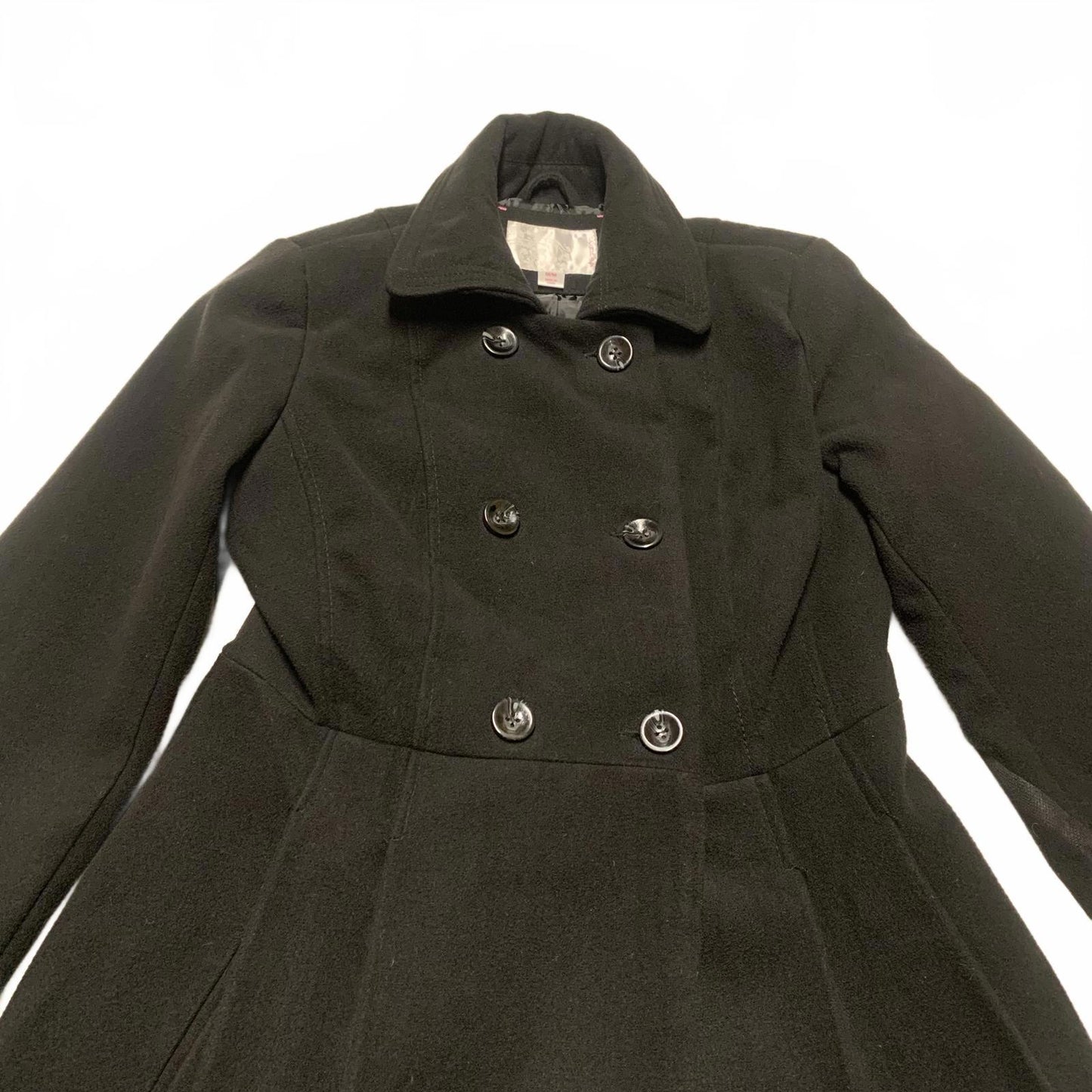 Xhiliration Women’s Size Medium Black Double-Breasted Peacoat