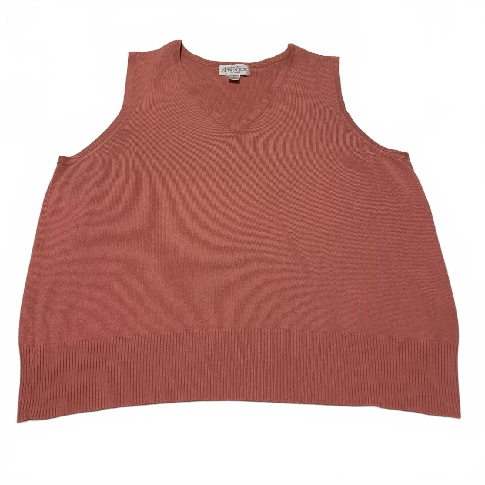 Chaleco tipo suéter sin mangas coral Vintage Annex Casual Corner para mujer, talla 2XL, talla 2X