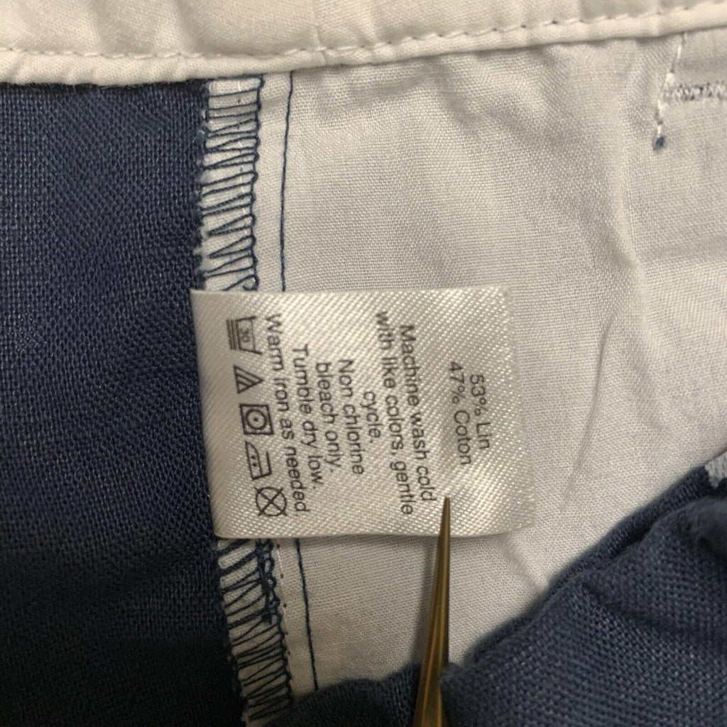 Pantalones cortos de lino y algodón con dobladillo festoneado de J Crew, talla 10, estampado de estrellas en azul marino y blanco