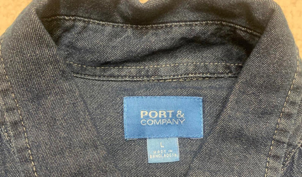 Camisa abotonada NYCHA azul de mezclilla talla grande para hombre de Port &amp; Company