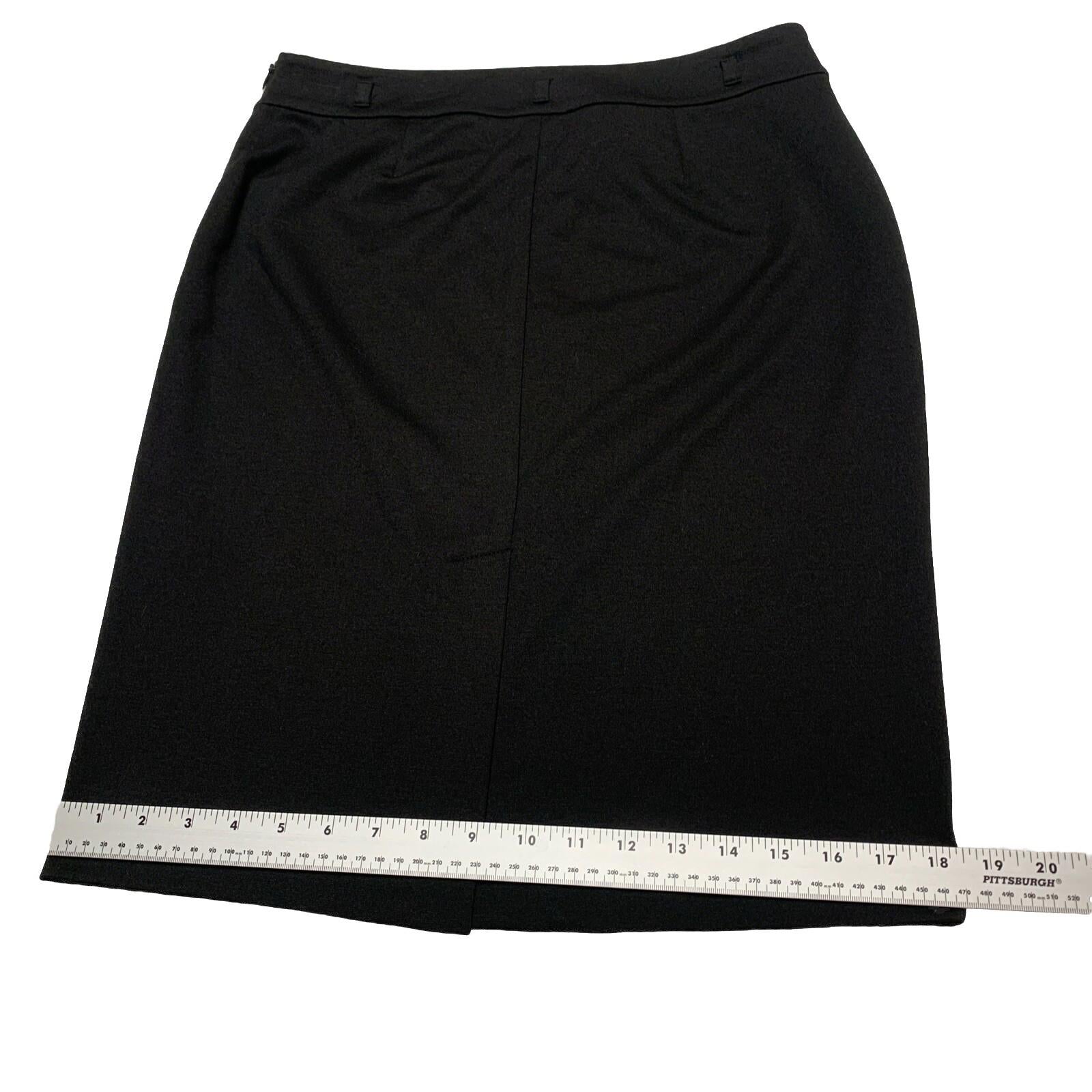 Falda tubo negra con trabillas para cinturón y cremallera lateral hasta la rodilla, talla 8, para mujer