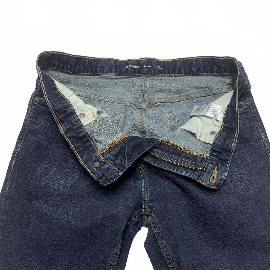 Vaqueros ajustados de lavado azul oscuro de Old Navy para hombre, talla 34 x 30, 32 x 29 (talla real)