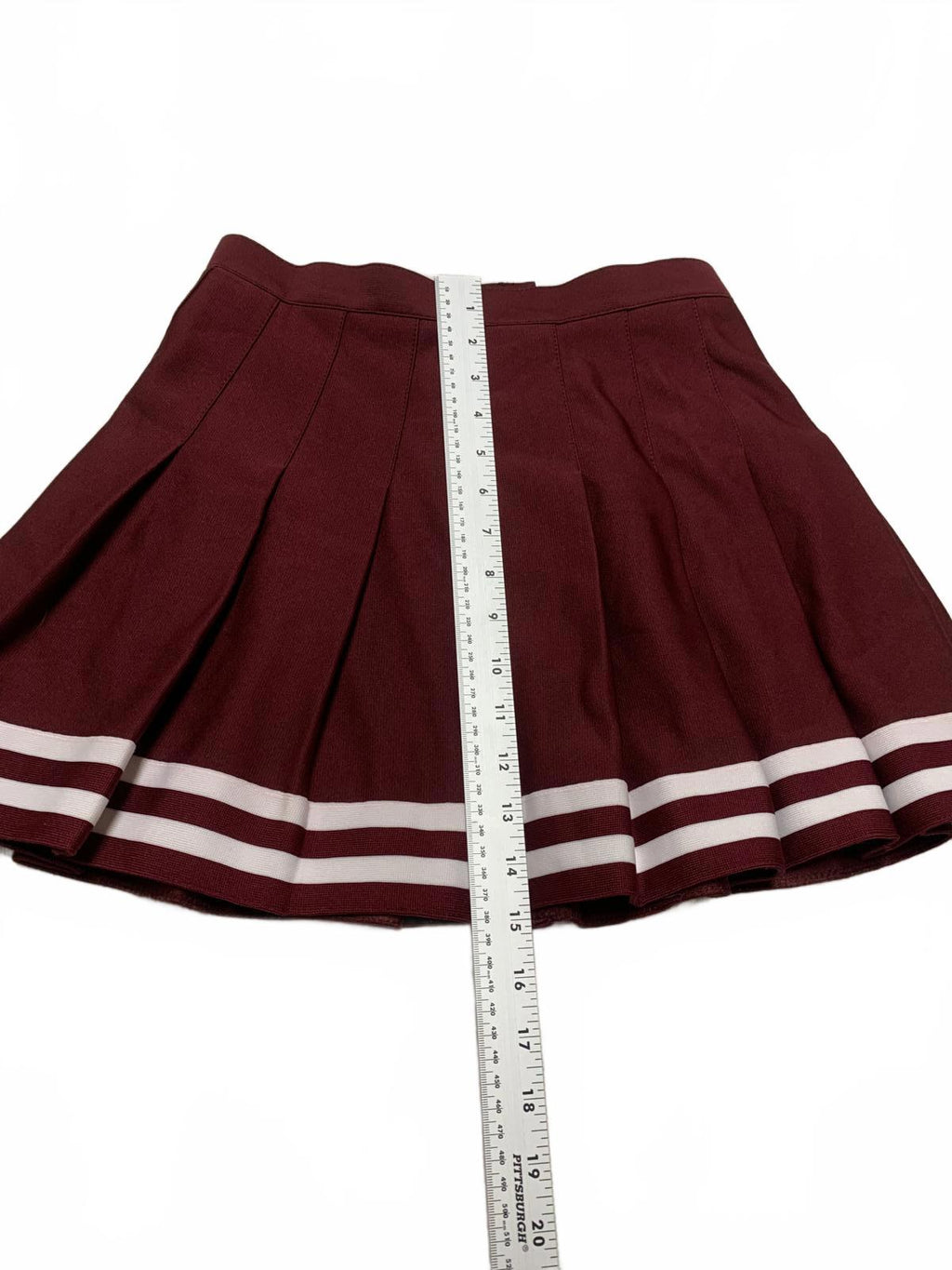 Falda plisada burdeos de rayas blancas para animadora VTG Chasse para mujer adulta, talla 6 S